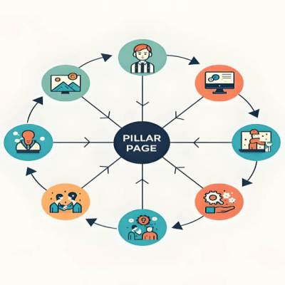 pillar page and topic clusters diagram