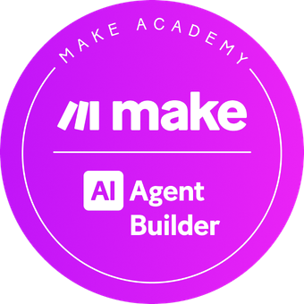 Make AI Agent Builder certification badge; Make (Integromat)
