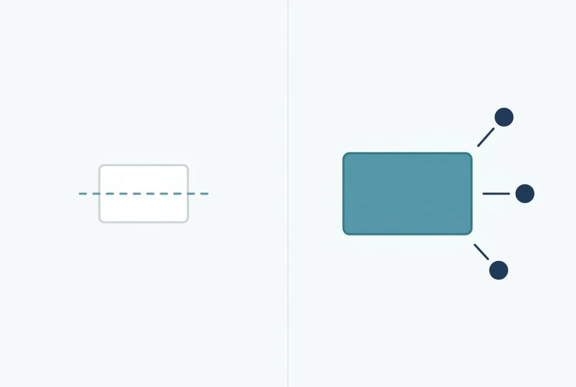 Abstract before-and-after illustration of a small unestablished starting point growing into a source connected to three verified outcomes, representing how to appear in Google AI Overviews from zero authority.